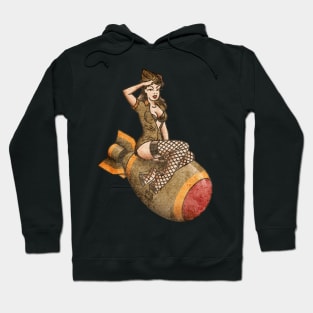 American Traditional Patriotic Atomic Bomb Belle Pin-up Girl Vintage Style Hoodie